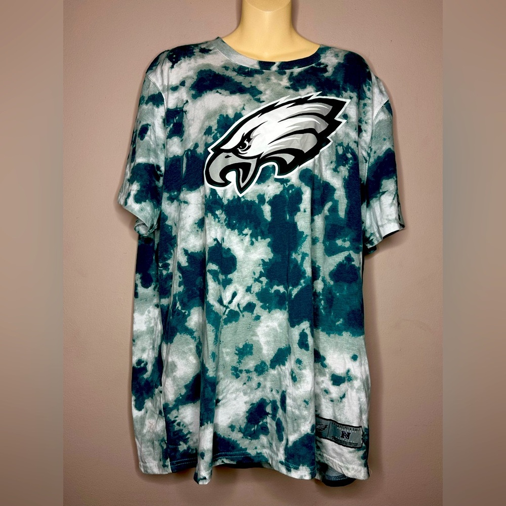 NFL Tie-Dye Eagles Short Sleeve Tee - Green and White